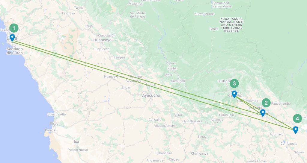 6 Day Peru Travel Package Map