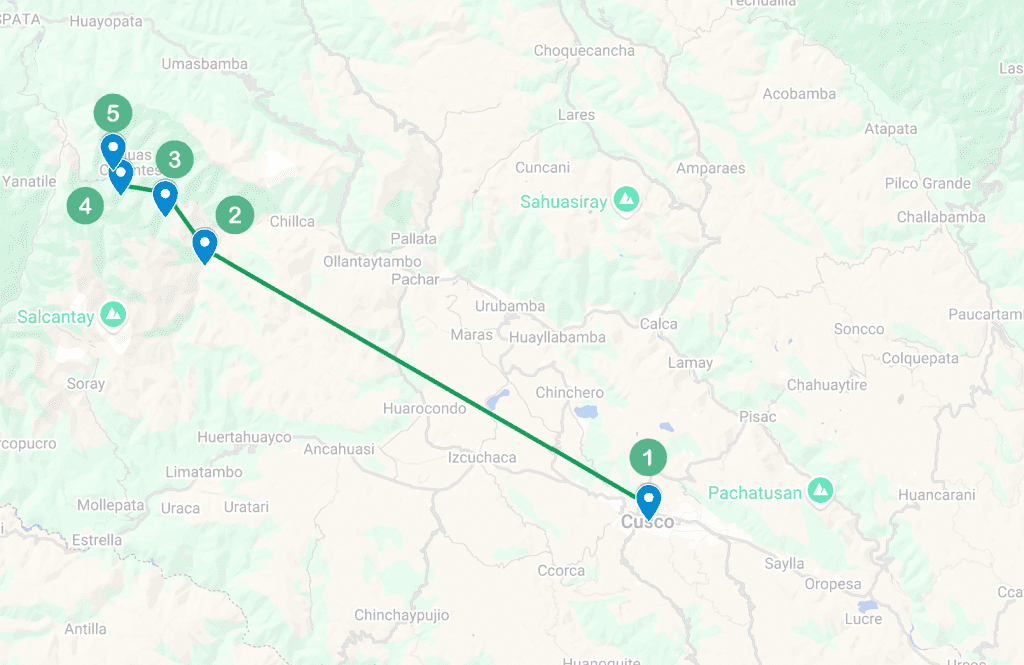 Classic 4 Inca Tail to Machu Picchu Map